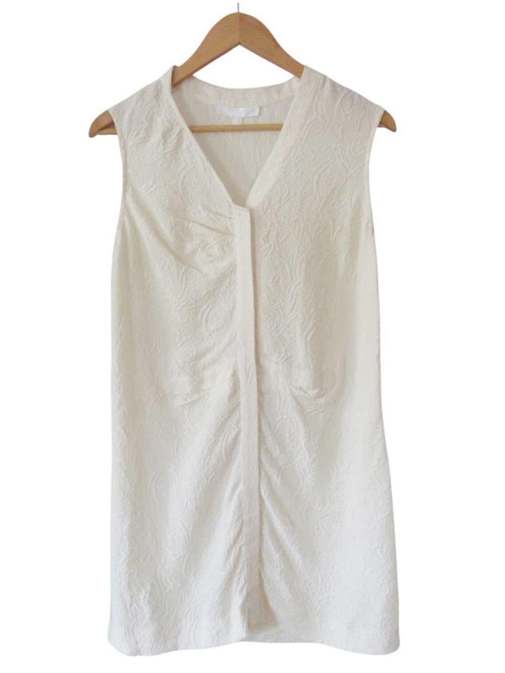 Cushnie Et Ochs Cream Silk Dress 2 Textured Sleeveless Button Front Flaw